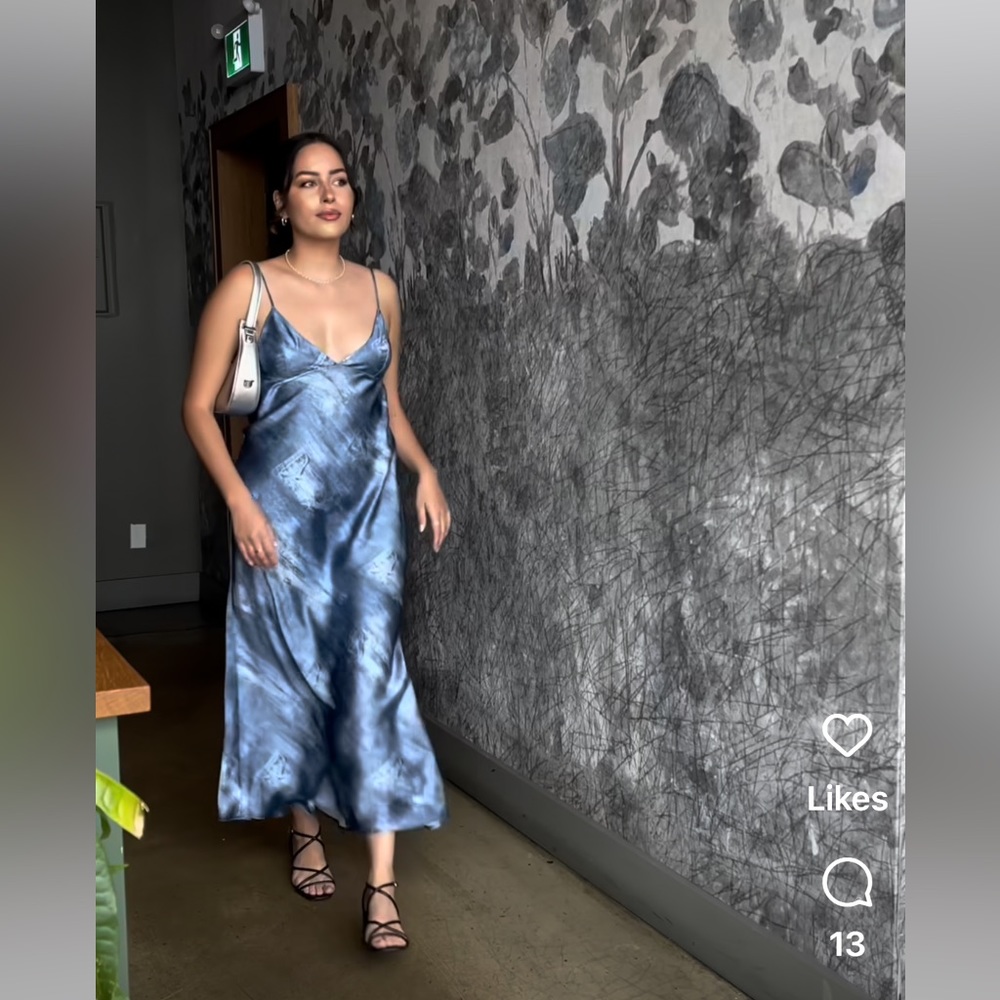 ZARA PRINTED SATIN EFFECT SLIP DRESS - Picture 13 of 16